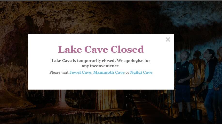 Lake Cave closed after October ground collapse