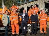 Jackie Jarvis MLC (left) with Minister Stephen Dawson (centre) and DFES Commissioner Darren Klemm AFSM (second from right) present a new Flood Rescue Boat to the Busselton State Emergency Service Unit. Picture: Supplied