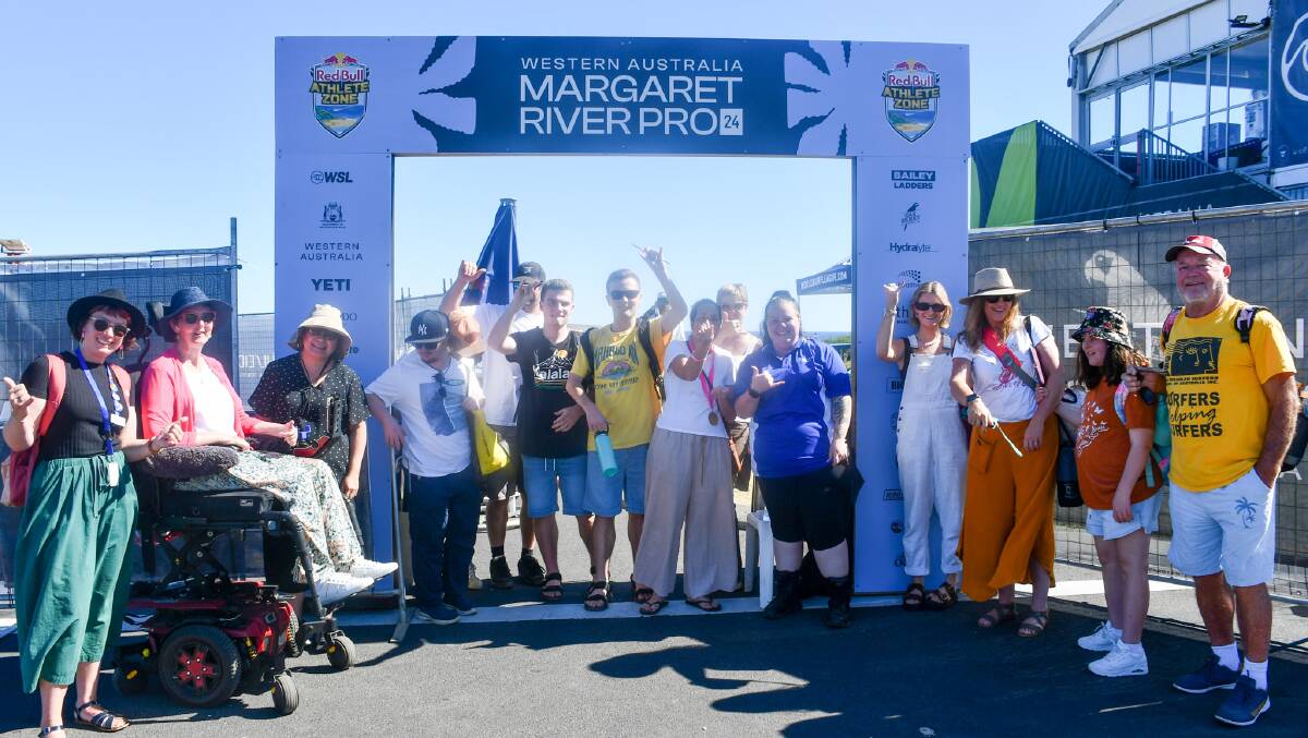 The Disabled Surfing WA crew visited the site of the 2024 Margaret River Pro. Photo by Katja Verreydt.