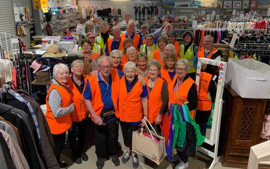 Brian Prendergast (front left in blue shirt) with his beloved Margaret River Lions Shed crew. 