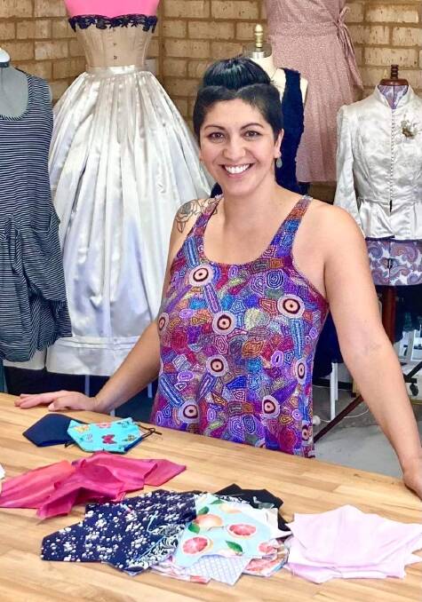 Community focused: Cowaramup Local Kate Tarrant in her studio, where she has been sewing up a storm as orders come flooding in. Photos: Supplied