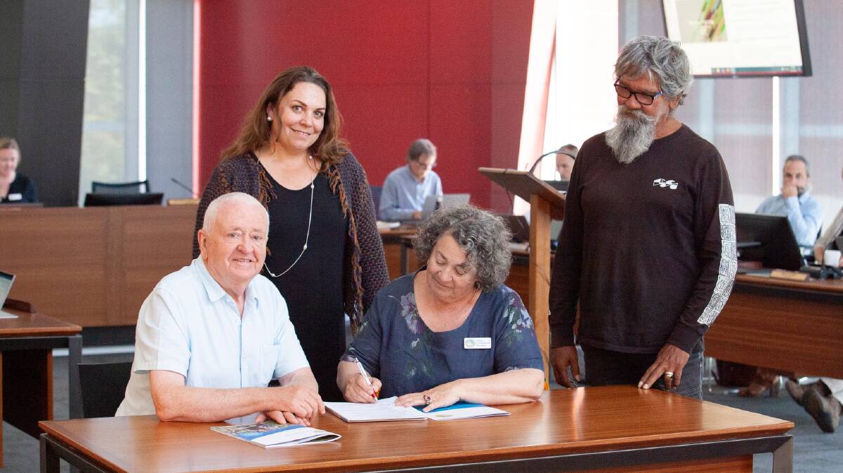 Stuart Hicks, Amanda Whiteland, Paula Cristoffanini and Dr Wayne Webb at the signing of the plan for Boranup forest. Photo: AMR Shire