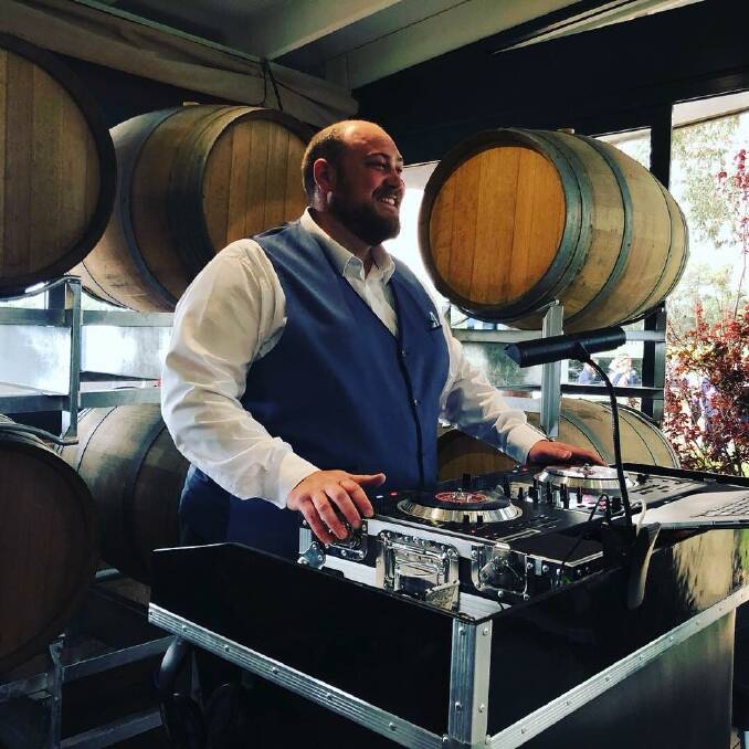 Wedding DJ Ryan Cope on the decks during a wedding at Knee Deep Wines in the Margaret River Region. Photo: Supplied