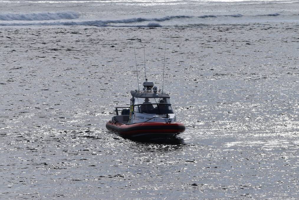 Marine rescue boats were also launched as part of the extensive search off Gnarabup Beach. Picture: James Bunting
