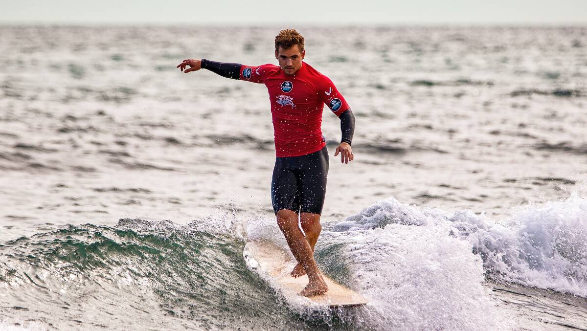 Dunsborough's Jack Medland will look to defend his Whalebone Classic Men's Longboard & Logger Champion titles at the 24th Whalebone Classic in Cottesloe this weekend. Picture via Surfing WA. 
