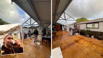 Karridale homeowner Josh Higgins (inset) says he is grateful to be safe and dry after storms tore the roof off his home on Monday night. Pictures: Supplied