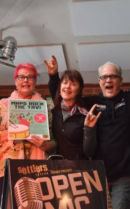 Rock on: MRPS music teacher Helen Collis with Settlers Tavern owners Karen and Rob Gough. 