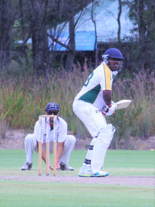VITAL PARTNERSHIP: Margaret River Hawks allrounder Rumesh Silva, who combined with his Sri Lankan teammate Charith Jayampathi to set up a winning score against St Marys on Saturday at Bovell Park. Photo: Vanessa Hatton.