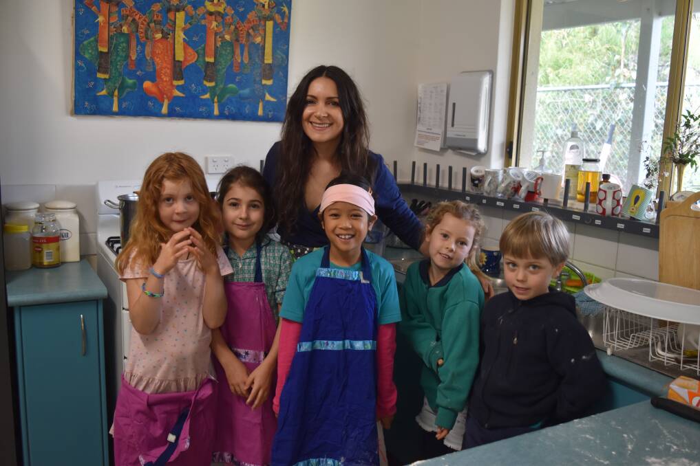 Community cooking: Samira Damirova with some of the Montessori School students helping in the kitchen for Soup Day. Photos: Nicky Lefebvre