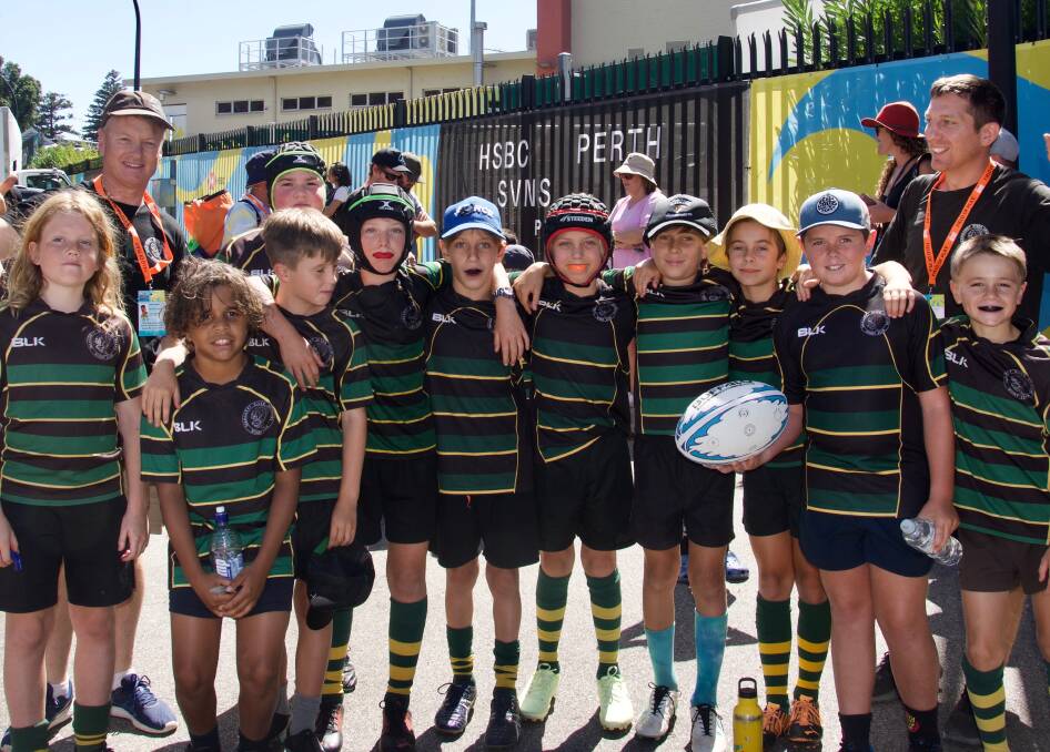 Members of the under 11s Margaret River Gropers squad at HBF Park in Perth.