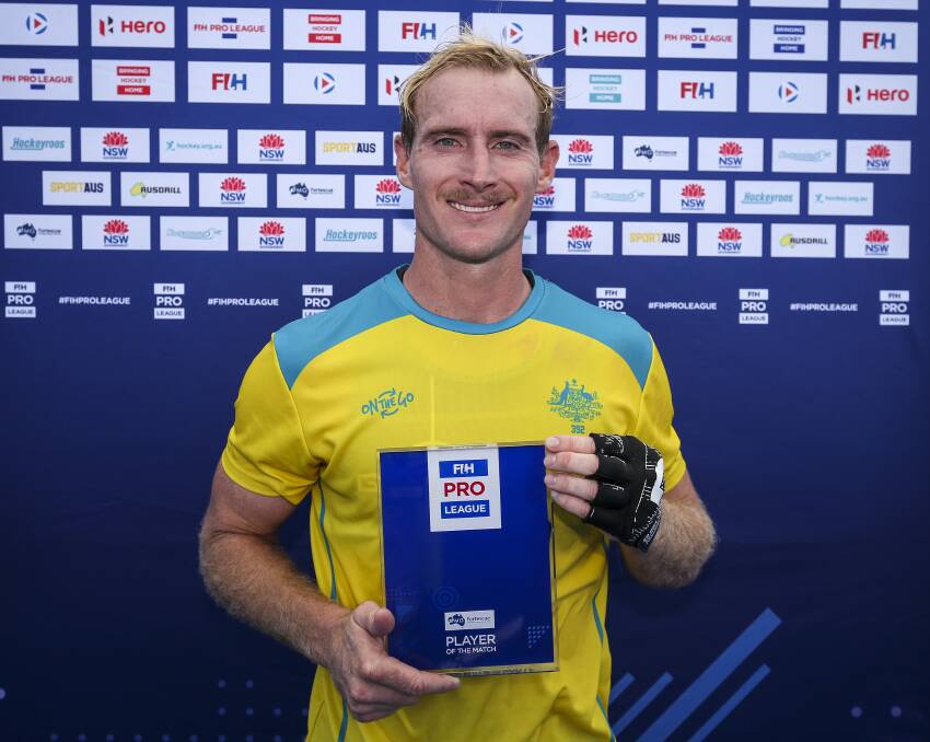 Margaret River's Aran Zalewski led the Kookaburras to victory with a strong display against Spain in the FIH Pro League. Photo Supplied.