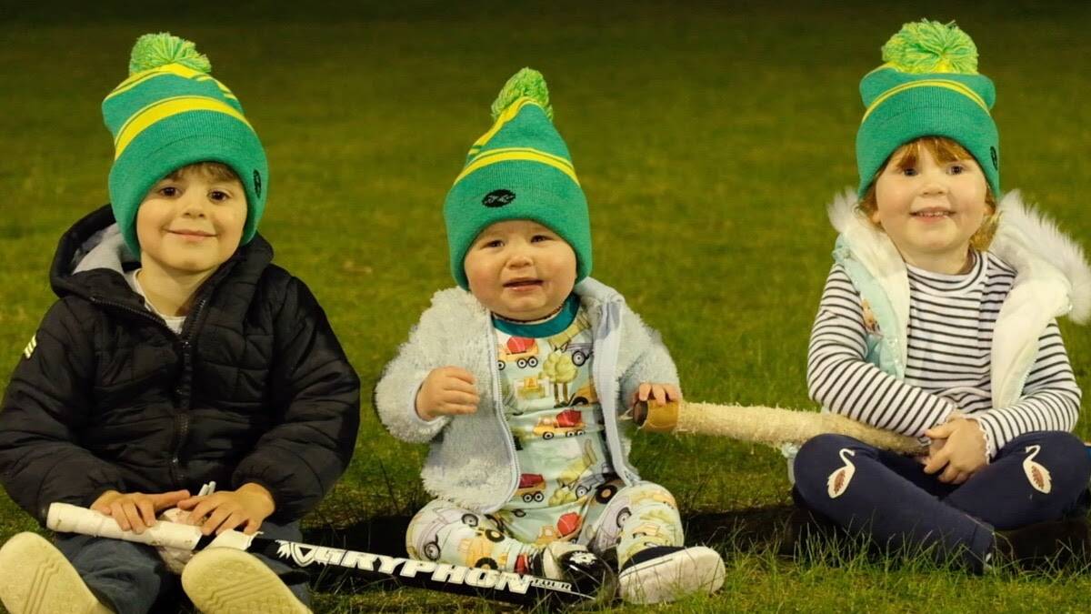 Vance Bycroft (centre), with sister Quinn and friend Arlo. Picture via MR Hockey Club.