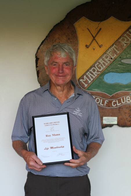 High honour: Ray Mann receives his Margaret River Golf Club Life Membership for his many years of volunteer work with the club. Photo: Supplied.