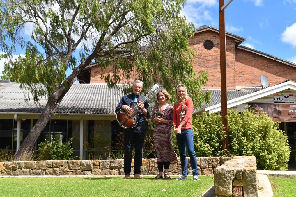 Farewell: Scott Wise, Rebecca Cool and Cat Bruce at the soon-to-be-upgraded Margaret River Cultural Centre ahead of Autumn Lights. Photo: Nicky Lefebvre