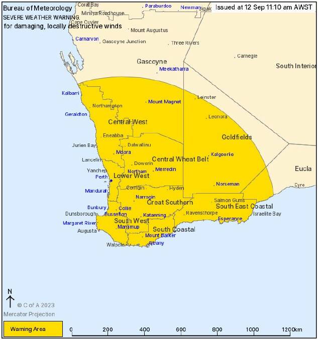 Severe weather to hit WA on Wednesday
