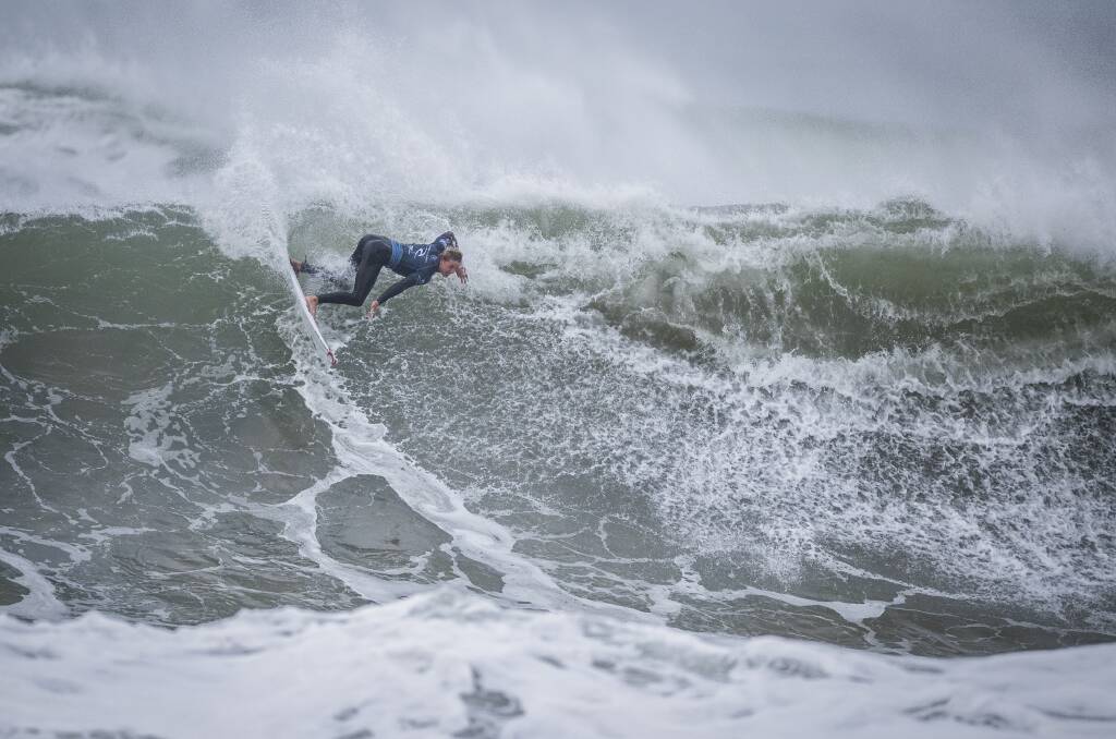 Great result: Margaret River's Jacob Willcox looking at home in the powerful waves at Bells Beach. Photo: WSL/Dunbar. 