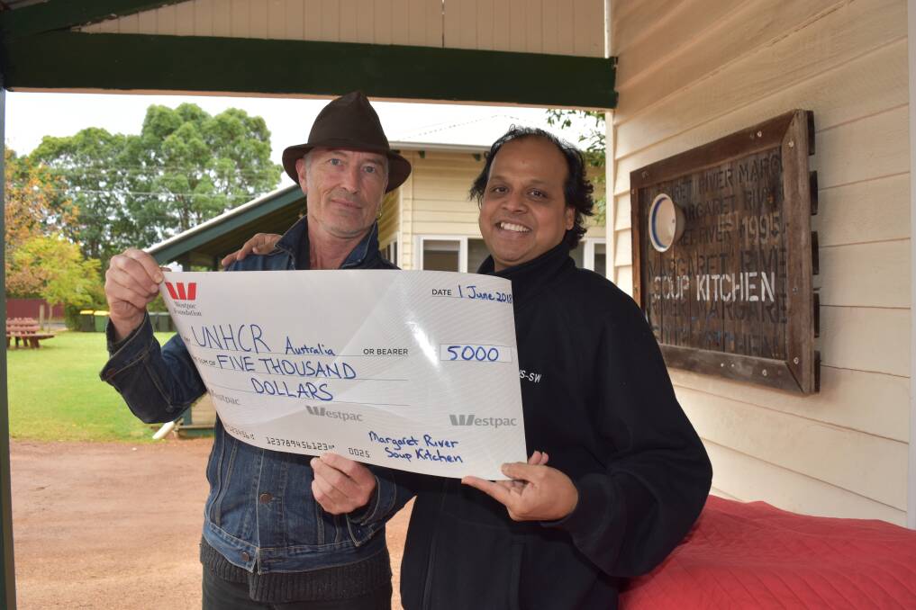 Helping hand: Soupie coordinator Dave Seegar (left) with Chris Thomas, the Margaret River local who approached with the idea of raising money through the twice-weekly soup kitchen. Photo: Nicky Lefebvre