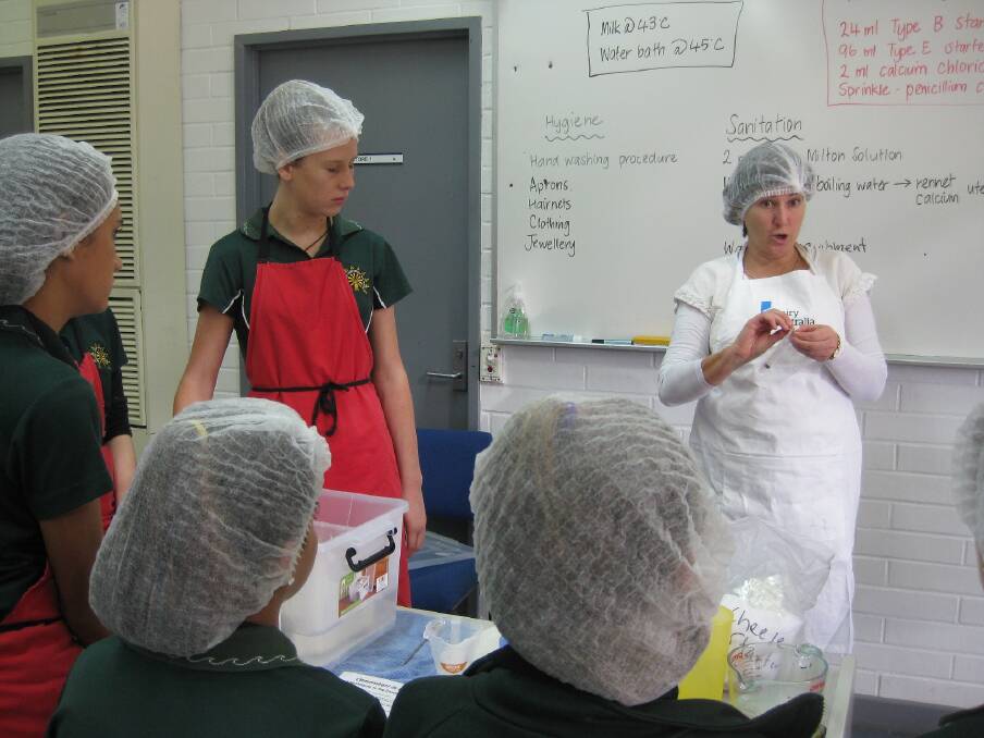Captivated: Year 9 children from Margaret River Senior High School intently listen to Ros Garstone about the fine art of cheese making.