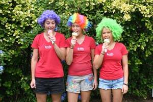 ICE CREAM AND CIRCUSES: Sara Deboer, Hannah Engel and Ella Bradley get into the mood for fun at Simmo’s and The Circus Challenge.