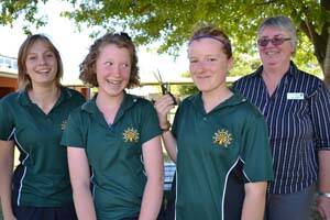 THE BIG SNIP: Year 9s Tabitha Dowding, Lani Payne, Kyra Payne and deputy principal Hetty Bogerd will be either wielding or facing the shaver on March 16 for the World’s Greatest Shave.