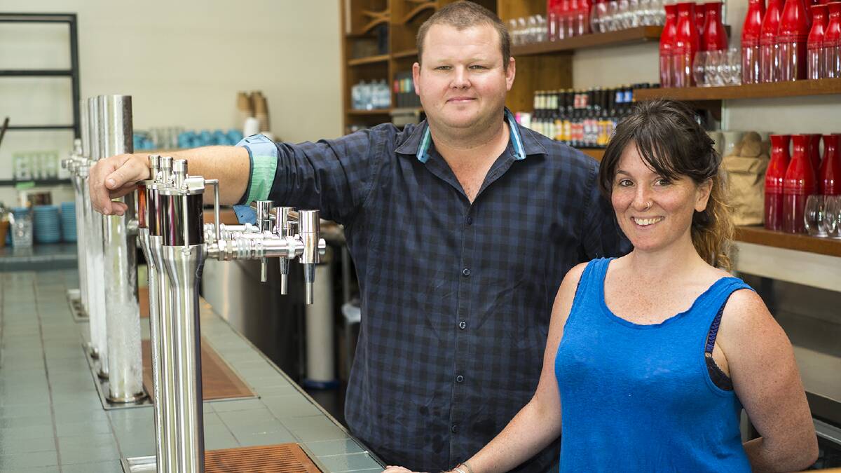 Open for business: Swings Taphouse and Kitchen operations manager Paul Birch and manager Annie Murphy show off the new venue. 	Photo: Sandy Powell