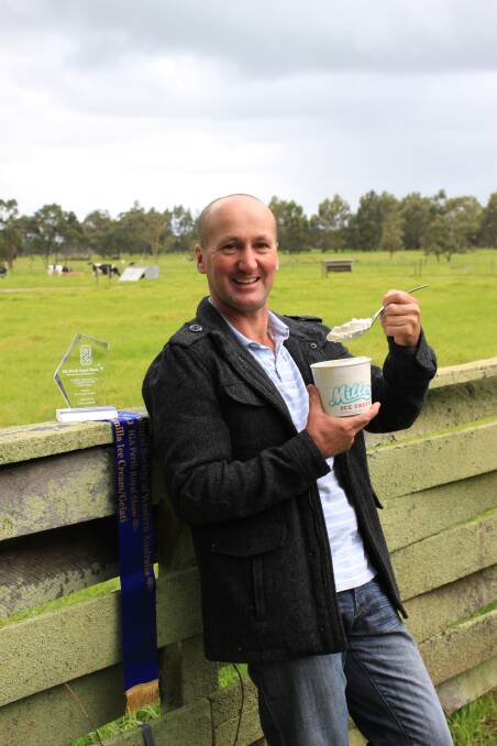 Ecstatic: Dairy Farmer and Millers Ice Cream owner Paul Miller enjoying some of his own prize winning Ice Cream.