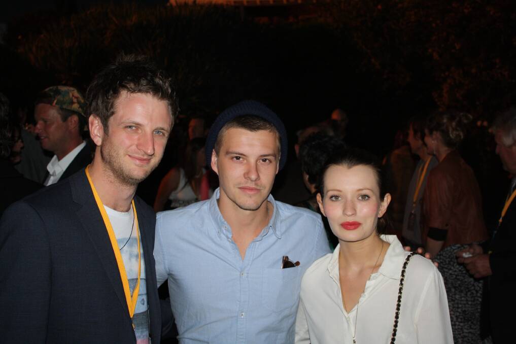 Curious cast: Drift actors Aaron Glenane and Xavier Samuel were excited to see the whole film for the first time, along with actress Emily Browning (A Series of Unfortunate Events), who accompanied Samuel to the premiere.