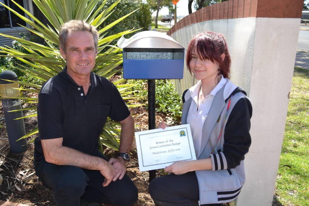 Madeleine Jefferson with Materials Design Technology – Metal teacher Dave Newstead, won $50 and a certificate for her design to replace the school’s old letterbox.
