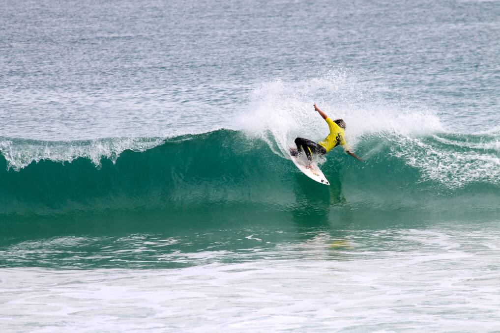 Shaun Manners won the Junior Boys Surfing division with team-mate Jacob Willcox and will now represent WA in Tasmania. Picture: Isaac Jones.