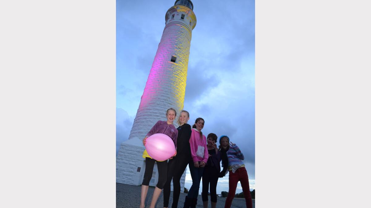 Ruby Flintoff, Indii-Rose Doyle, Djarrly Robertson, Kayla Andrew and Hope Sortras have a ball at Leeuwin Lighthouse.